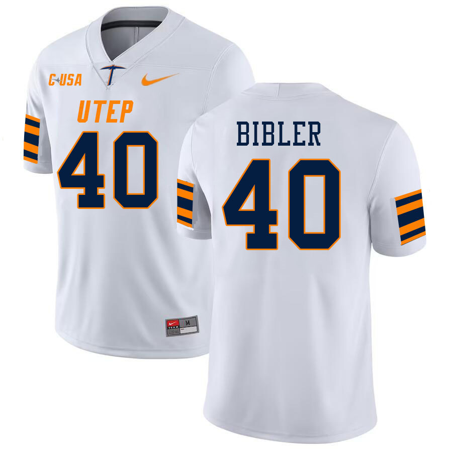 Men-Youth #40 Chase Bibler UTEP Miners 2023 College Football Jerseys Stitched-White